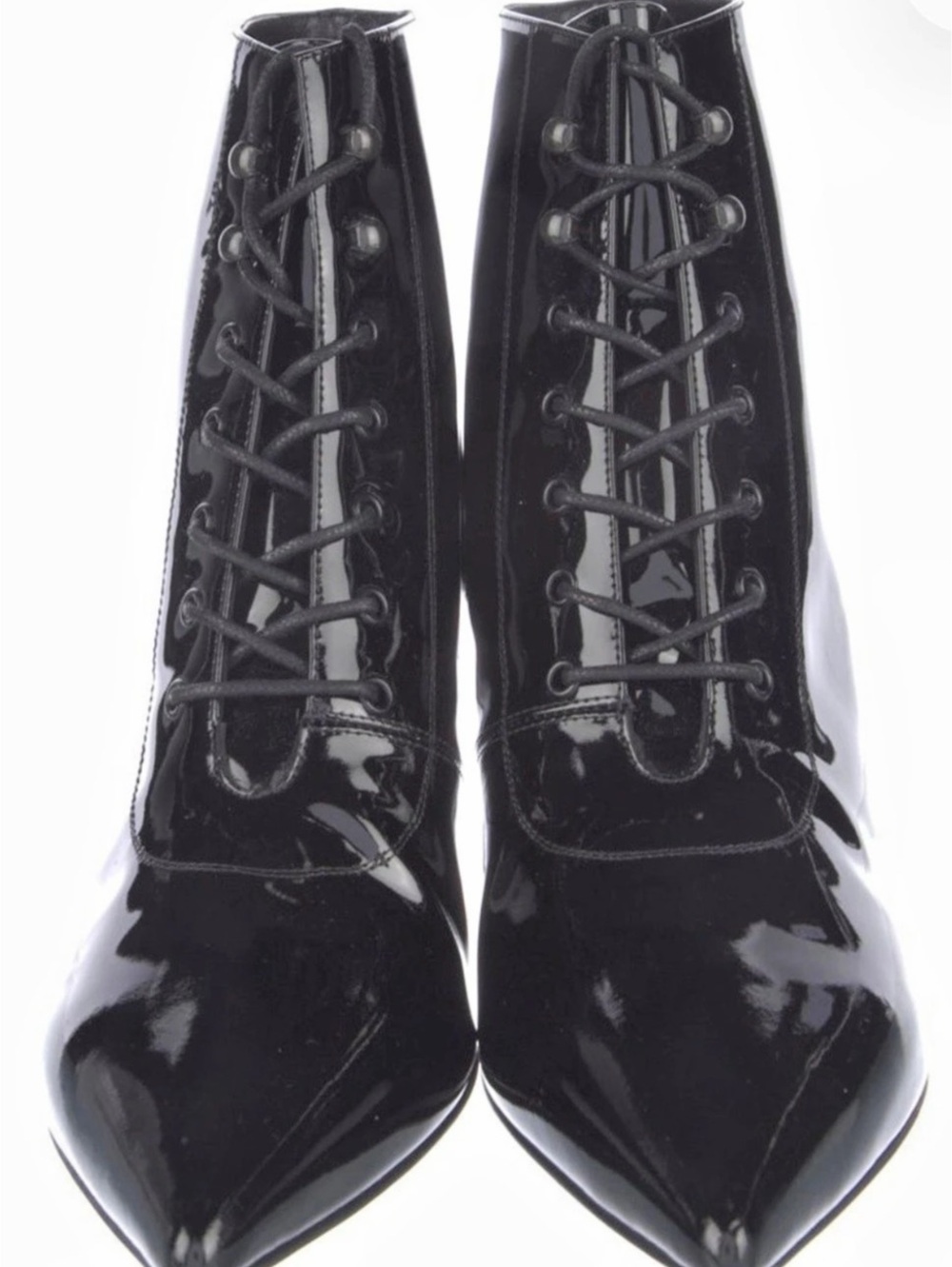 Black Patent Lace-Up Ankle Boots